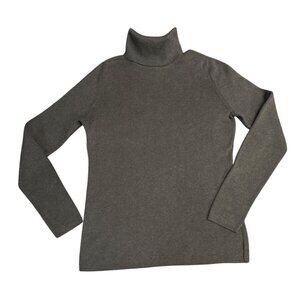 Peruvian Connection Womens Turtleneck Sweater Medium Gray Pima Cotton Lightweigh
